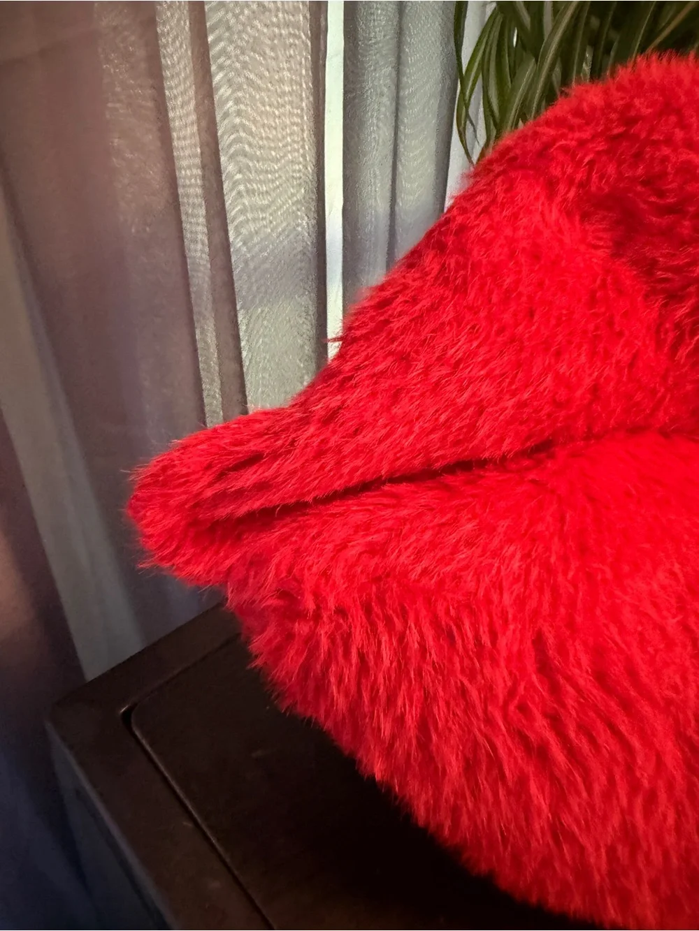 Red Plush Lip Pillow Decorative Accent